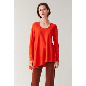 COS Orange A-Line Wool Asymmetrical Hem Sweater